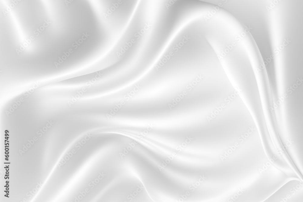 White and grey satin fabric curves wave lines background texture for web design , banner , business concept.