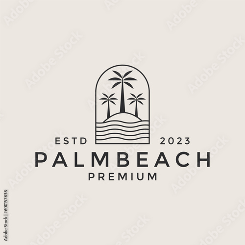 illustration vector graphic palm tree beach logo design minimalist  and luxury%09