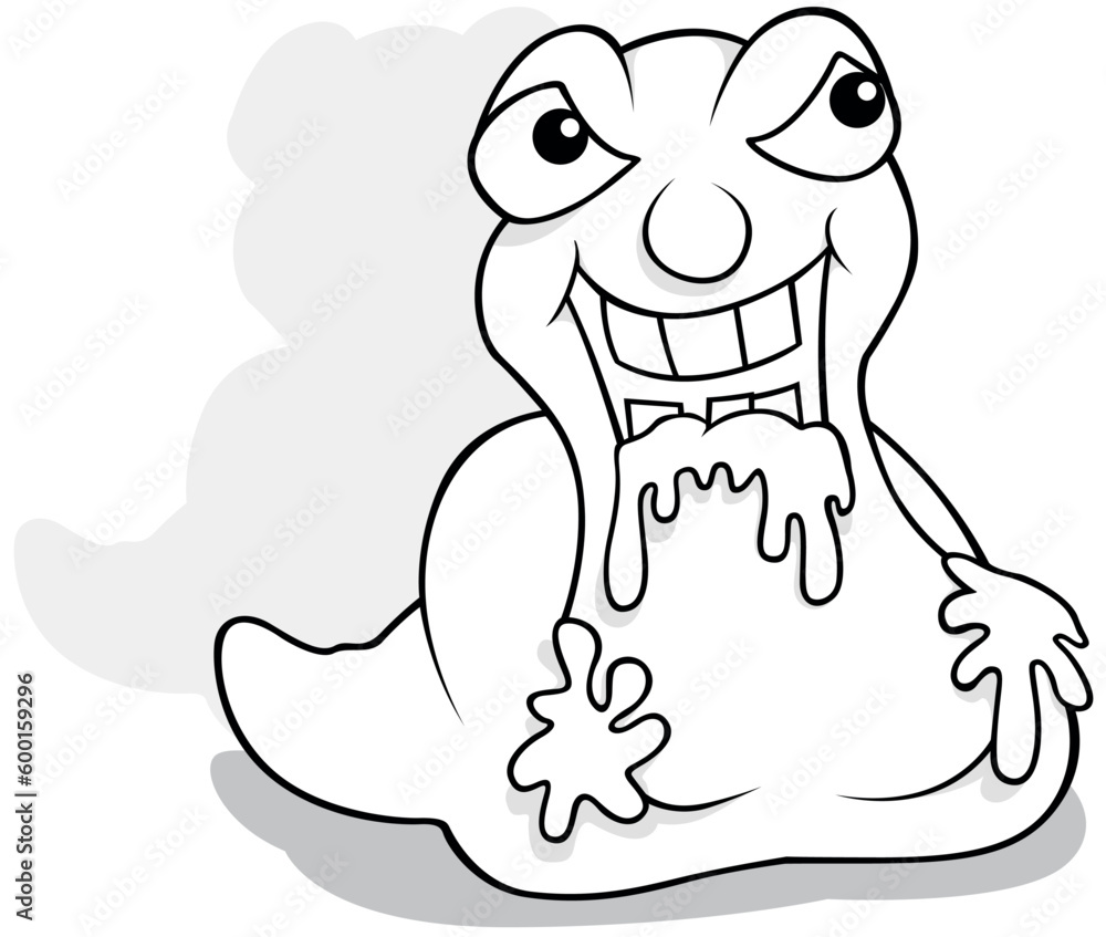 Drawing of a Funny Garbage Monster with Slime Drawing of a Funny Garbage Monster with Slime