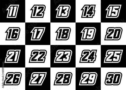 Racing Number, Set of Start Racing number, sport race number