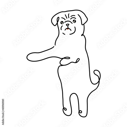 Hand drawing dog. Illustration dog.  Drawing of dog on white backgroung for component of design.