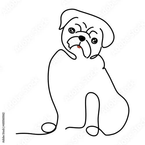 Hand drawing dog. Illustration dog.  Drawing of dog on white backgroung for component of design.