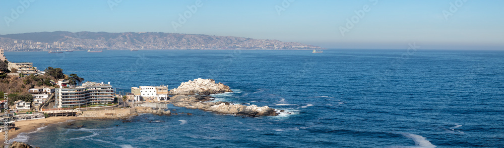 panorama da praia de cochoa  Praia Reñaca, Viña del Mar, Valparaíso Região do Chile