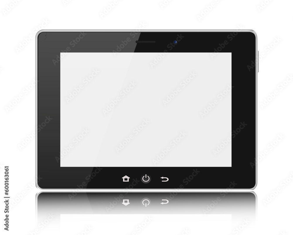 Realistic tablet pc computer with blank screen isolated on white background. Realistic tablet pc computer with blank screen isolated on white background.