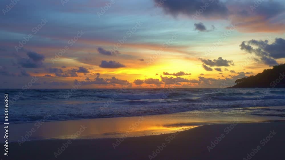 reflection of scenery romantic sky of sunset at Karon beach..reflection amazing sky of sunset in the swamp next to the beach..colorful sky background. amazing sunset over sea video 4K. reflection of scenery romantic sky of sunset at Karon beach..reflection amazing sky of sunset in the swamp next to the beach..colorful sky background. amazing sunset over sea video 4K.