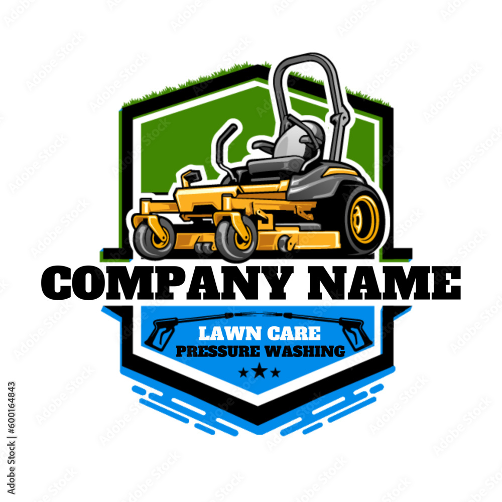 Zero Turn Lawn Mower Lawn Care Pressure Washing Logo Stock Vector