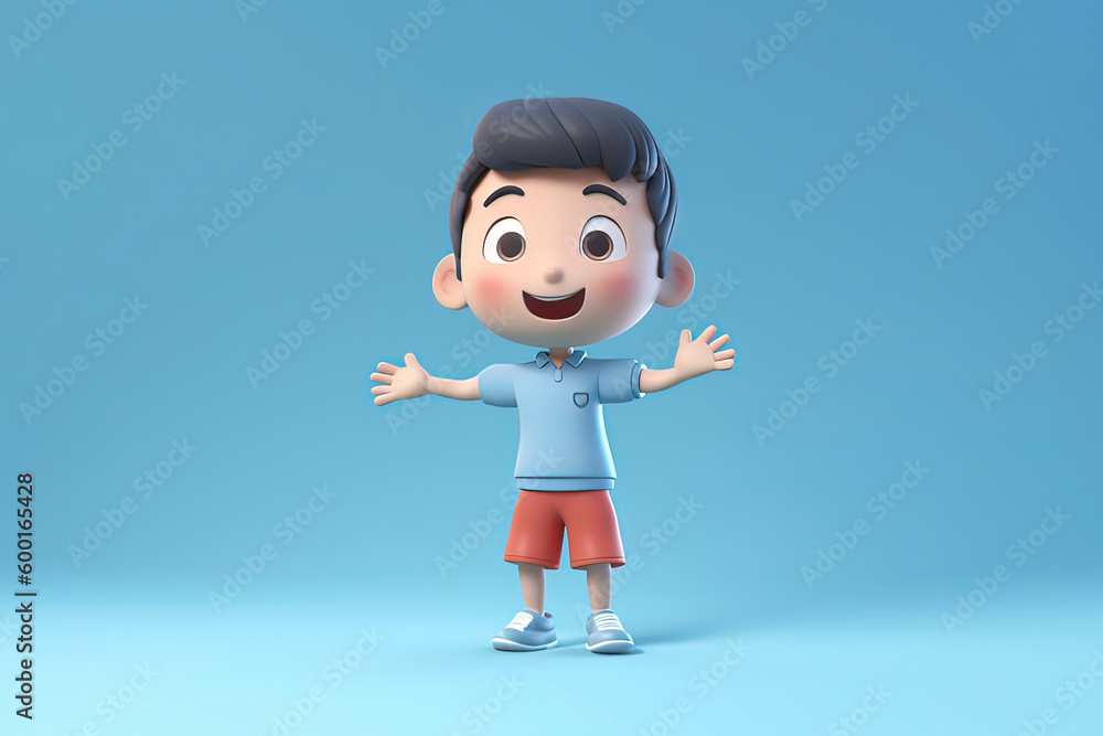 3D cartoon, cute little boy. AI technology generated image 3D cartoon, cute little boy. AI technology generated image