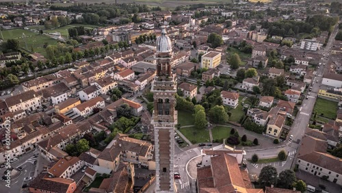 Aerial Hyperlapse of Santa Sofia Bell Tower in Lendinara photo