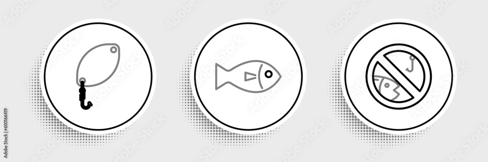 Set line No fishing, Fishing spoon and icon. Vector Set line No fishing, Fishing spoon and icon. Vector