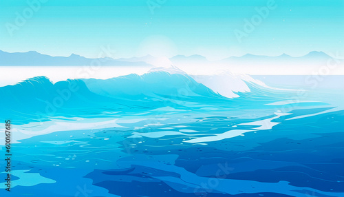 summer beach background with blue sea. High quality illustration Generative AI