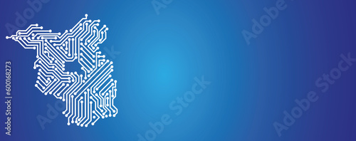 IT-Umriss des Bundeslandes Brandenburg auf blauem Hintergrund