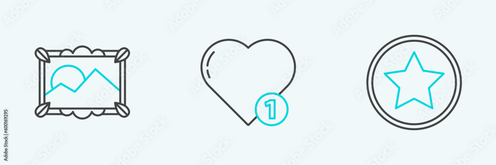 Set line Star, Picture landscape and Like heart icon. Vector Set line Star, Picture landscape and Like heart icon. Vector