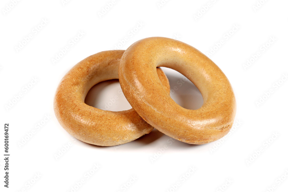 Traditional dry bagels isolated on white Traditional dry bagels isolated on white