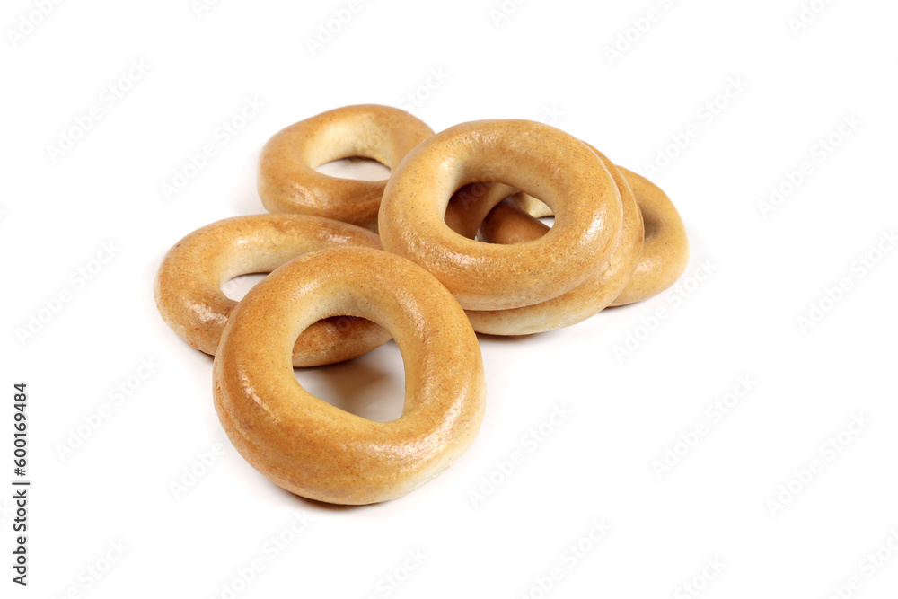 Traditional dry bagels isolated on white Traditional dry bagels isolated on white