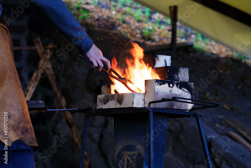 Blacksmith at work. Process of manufacture. Smithcraft