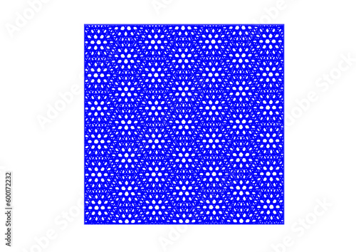  interessante quadratische fläche mit einem blauen hexagonalen gitter gefüllt, textiles netz, modern art,
