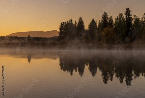 Scenic Autumn Reflection Landscape in the Tetons at Sunrise © natureguy