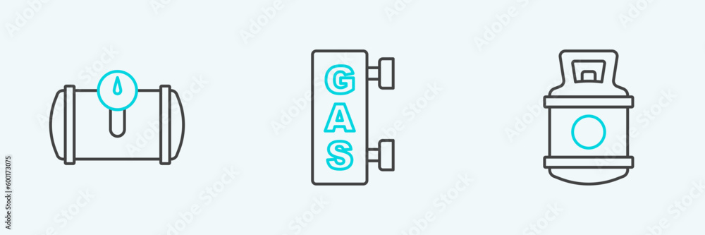 Set line Propane gas tank, Gas for vehicle and filling station icon. Vector Set line Propane gas tank, Gas for vehicle and filling station icon. Vector