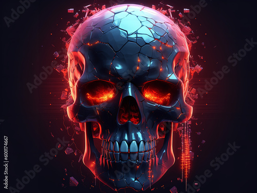 skull made up red flames Generative AI