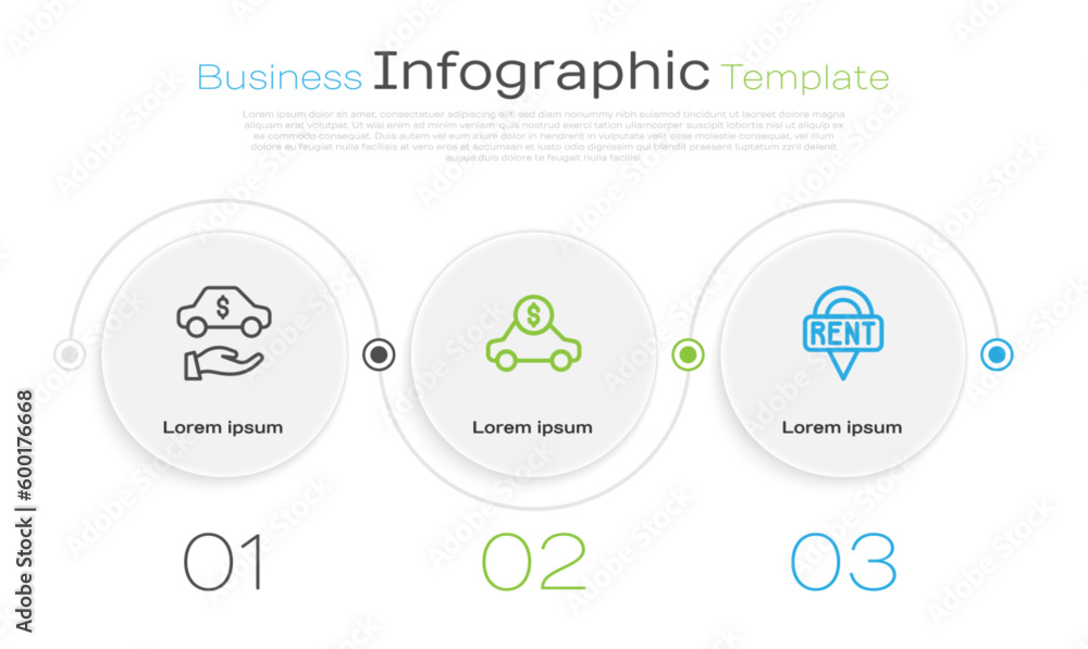 Set line Car rental, and Location key. Business infographic template. Vector Set line Car rental, and Location key. Business infographic template. Vector