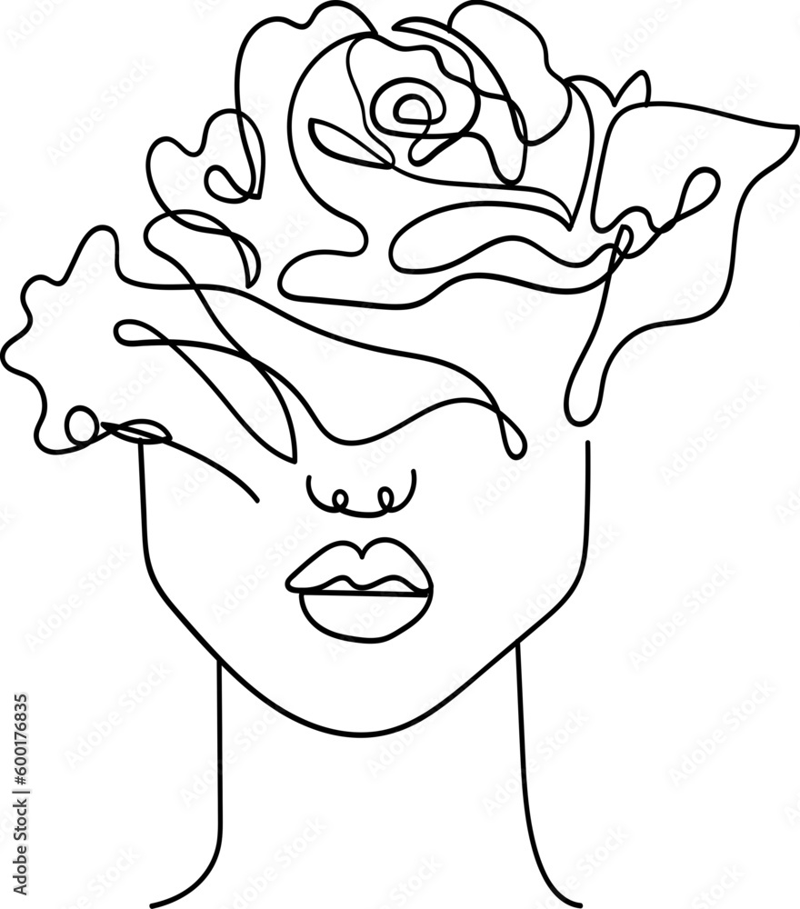 Women Flower Line Art