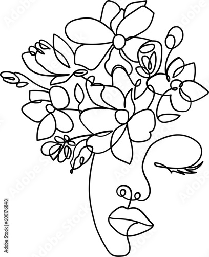 Women Flower Line Art