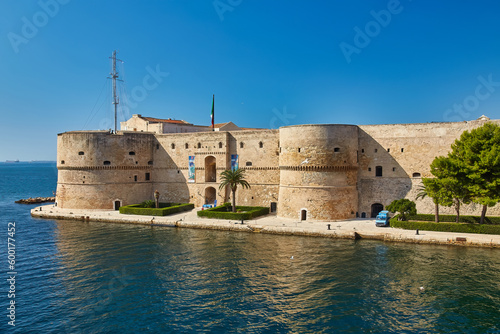 View at the Bastion and Wall of Aragon Catle at coast of Ionian Sea in Taranto © Ryzhkov Oleksandr