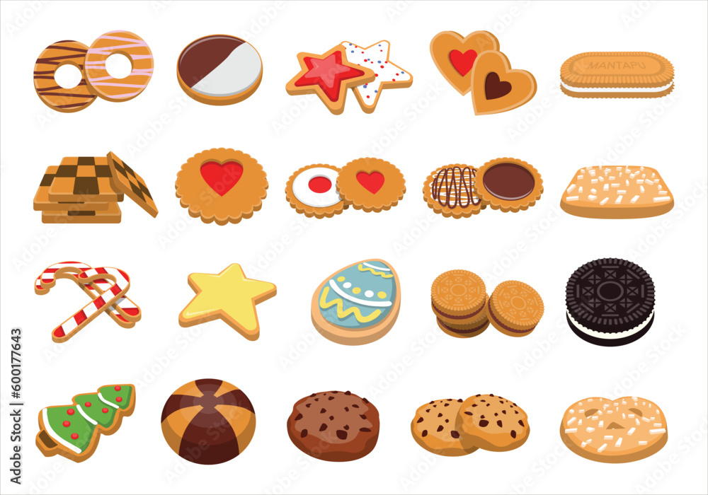 Cookies Vector Illustrations Collection. Cookies Asset Collections.