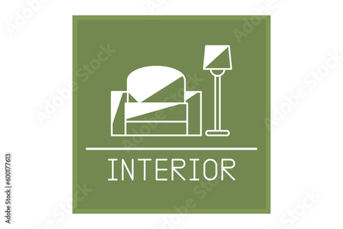 Interior flat design logo with green background