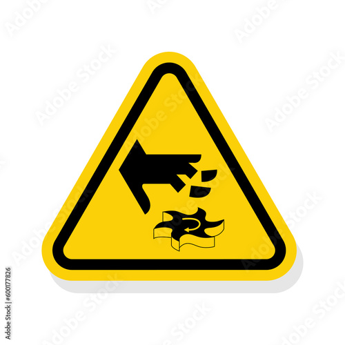 ISO Triangle Warning Sign: Cutting of Fingers or Hand Rotating Blade [ Star Shape ] Symbol