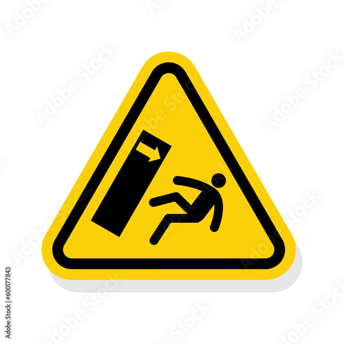 ISO Triangle Tipping Warning Sign: Body Crush Tip over Hazard Symbol