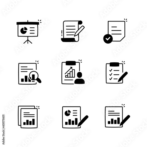 Executive Summary Report. Key Findings and Insights. Management Summary. Concise Business Overview. Black and White Editable Stroke Vector Icons.