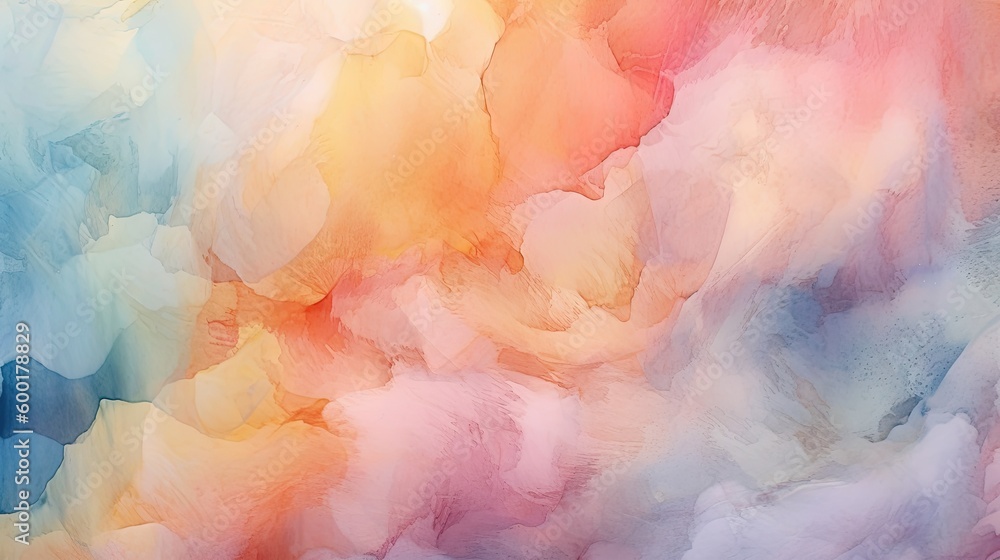 Abstract pastel watercolor wash with soft, blended hues, generative ai