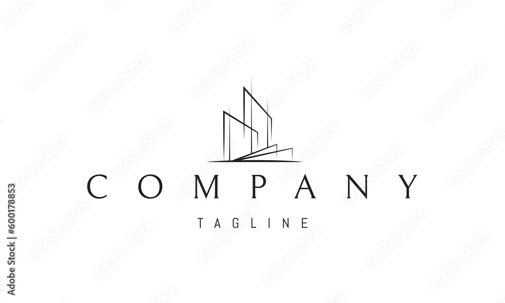 Vector logo on which an abstract image of two modern skyscrapers in a linear style. Vector logo on which an abstract image of two modern skyscrapers in a linear style.