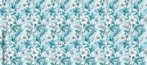 Flower square continuous pattern,Seamless collage pattern.created with generative ai tecnology.