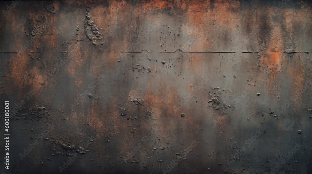 Dark gray steel metal grunge texture for a rusty, industrial background, generative ai