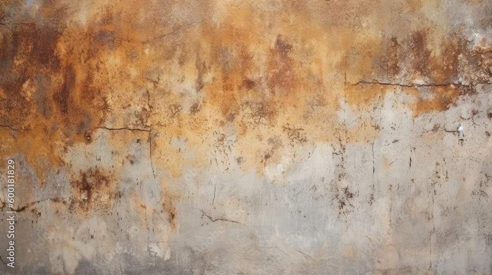 Rough cement concrete wall with a rusty, vintage texture, generative ai
