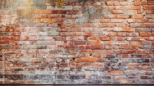 Rustic brick wall with a vintage patina and character. generative ai