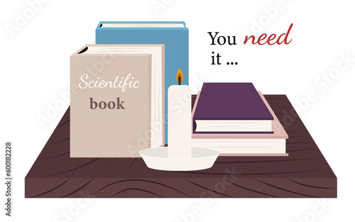 Reading emblems. Bookstore, library icon. Science literature, dictionary. Study books pile. Studies symbol.
