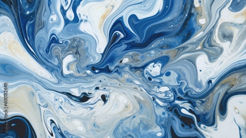Swirling, marble-like pattern with shades of blue and white, generative ai