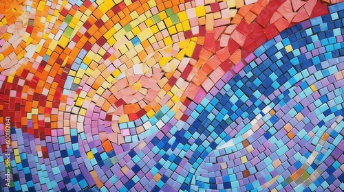 Vibrant, multicolored mosaic tile pattern for a bold background, generative ai