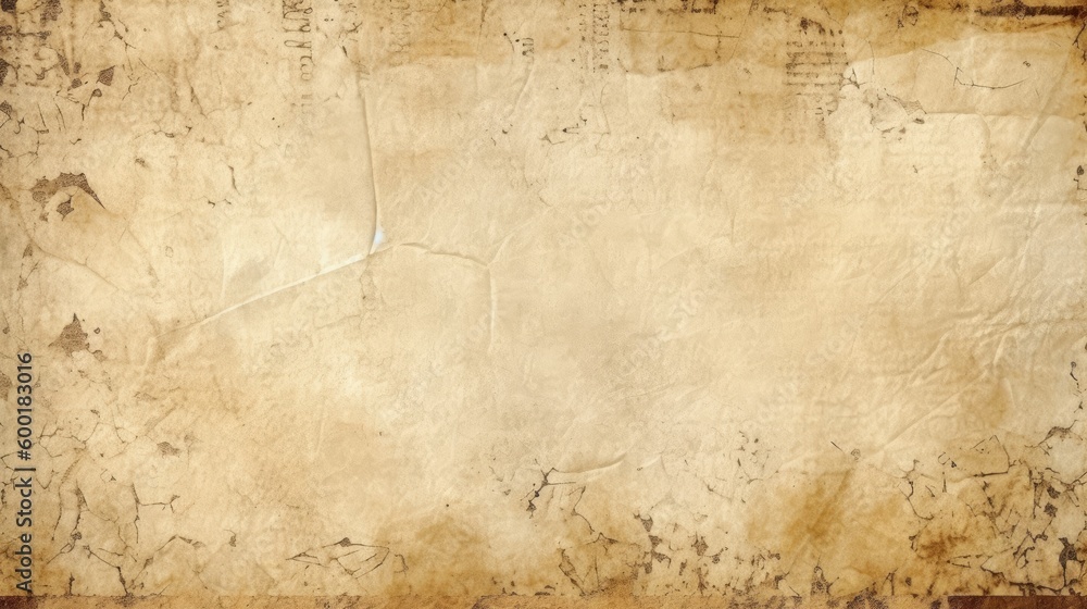 Vintage parchment paper with an antique, weathered texture, generative ai