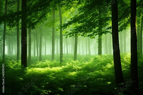 Conceptual image of green trees forest with human lungs  generative ai