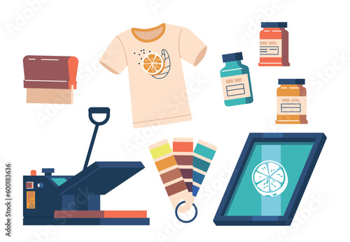 Items For Printing On T-shirts Includes Paints, Inks, Color Palette, Heat Press Machine, Tablet Pc Ideal For Customizing