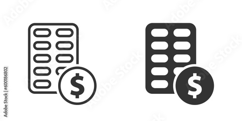 Medication cost icon. Vector illustration.