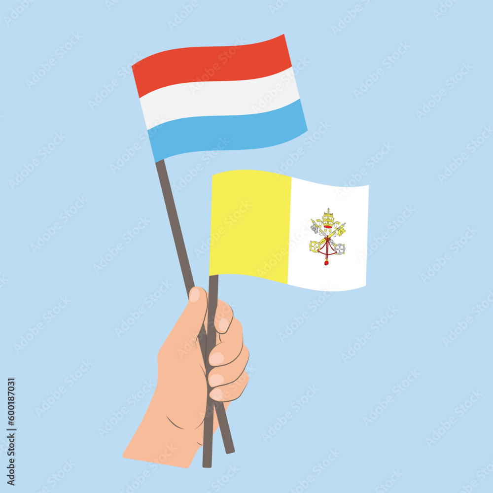 Flags of Luxembourg and Vatican City, Hand Holding flags