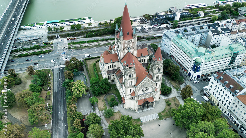 Aerial view of St. Francis of Assisi Church in Vienna