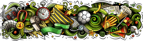 Soccer detailed cartoon banner illustration