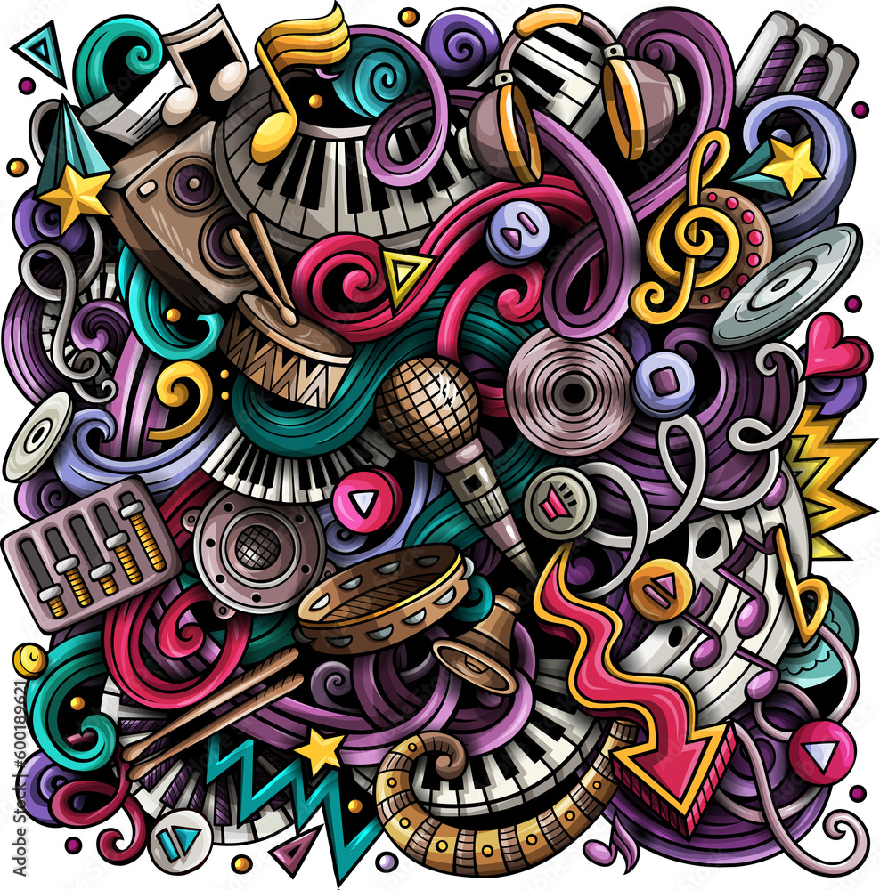 Fototapeta premium Music detailed cartoon illustration