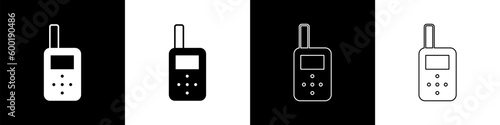 Set Baby monitor walkie talkie icon isolated on black and white background. Vector